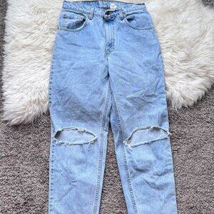 Levi's 560 blue loose fit distressed tapered leg jeans